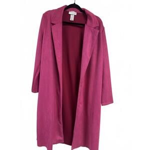 NEW LOVE POEM women's long coat cardigan in magenta